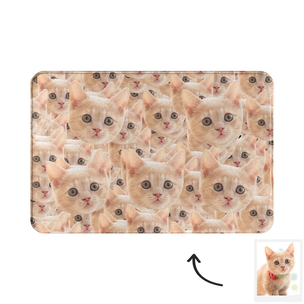 Custom Pet Photo Doormat With Full Dog Cat Face