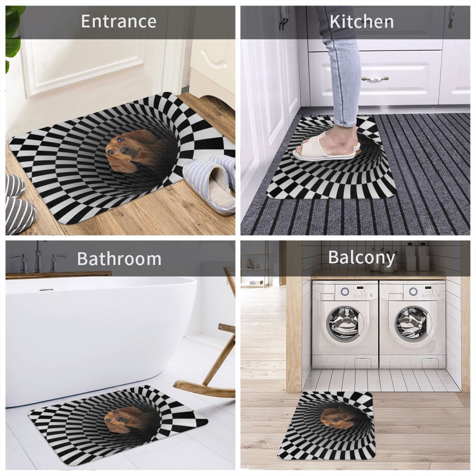 Custom Pet Face Black White Trap Doormat