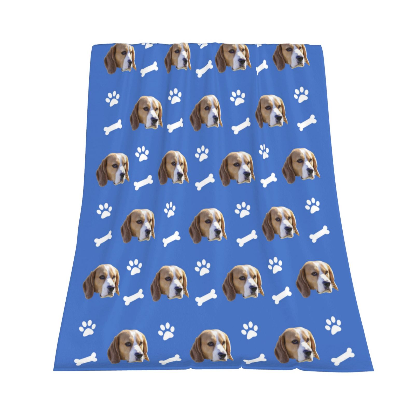 Custom Dog Face Blanket With Bones