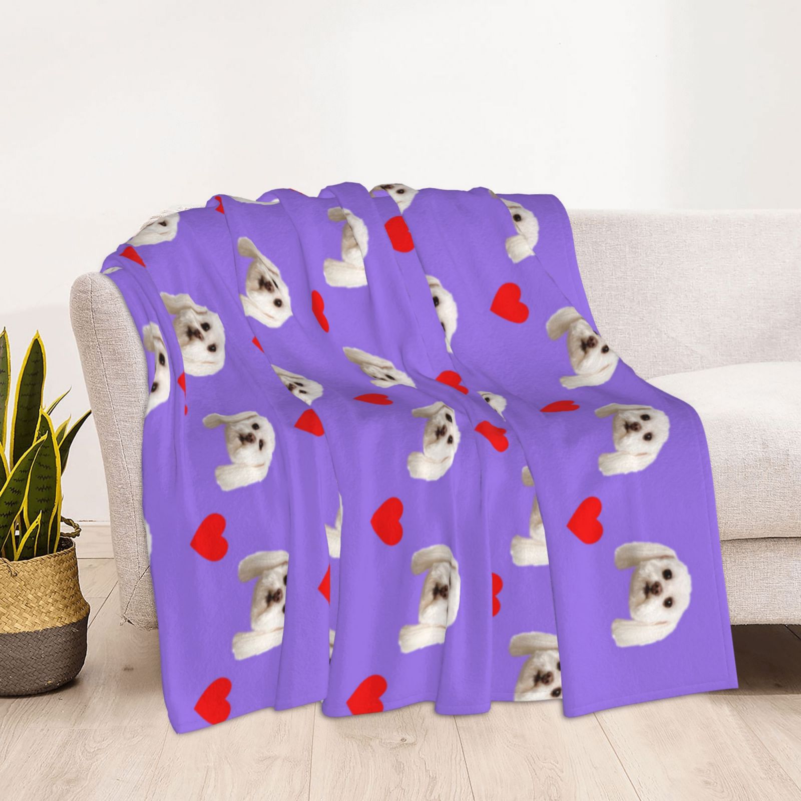 Custom Face Blanket with Red Heart