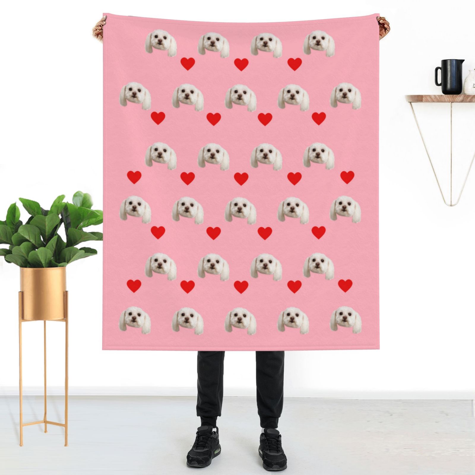 Custom Face Blanket with Red Heart