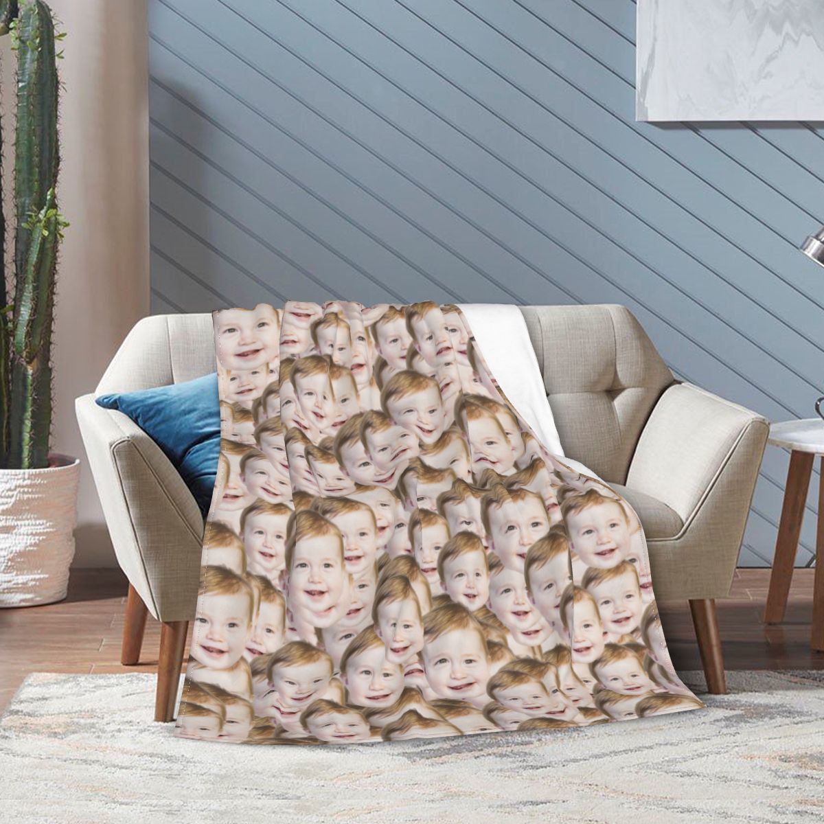 Christmas Gifts For Man,Custom Face Mash Blankets,Personalized  Pet And Person Blanket