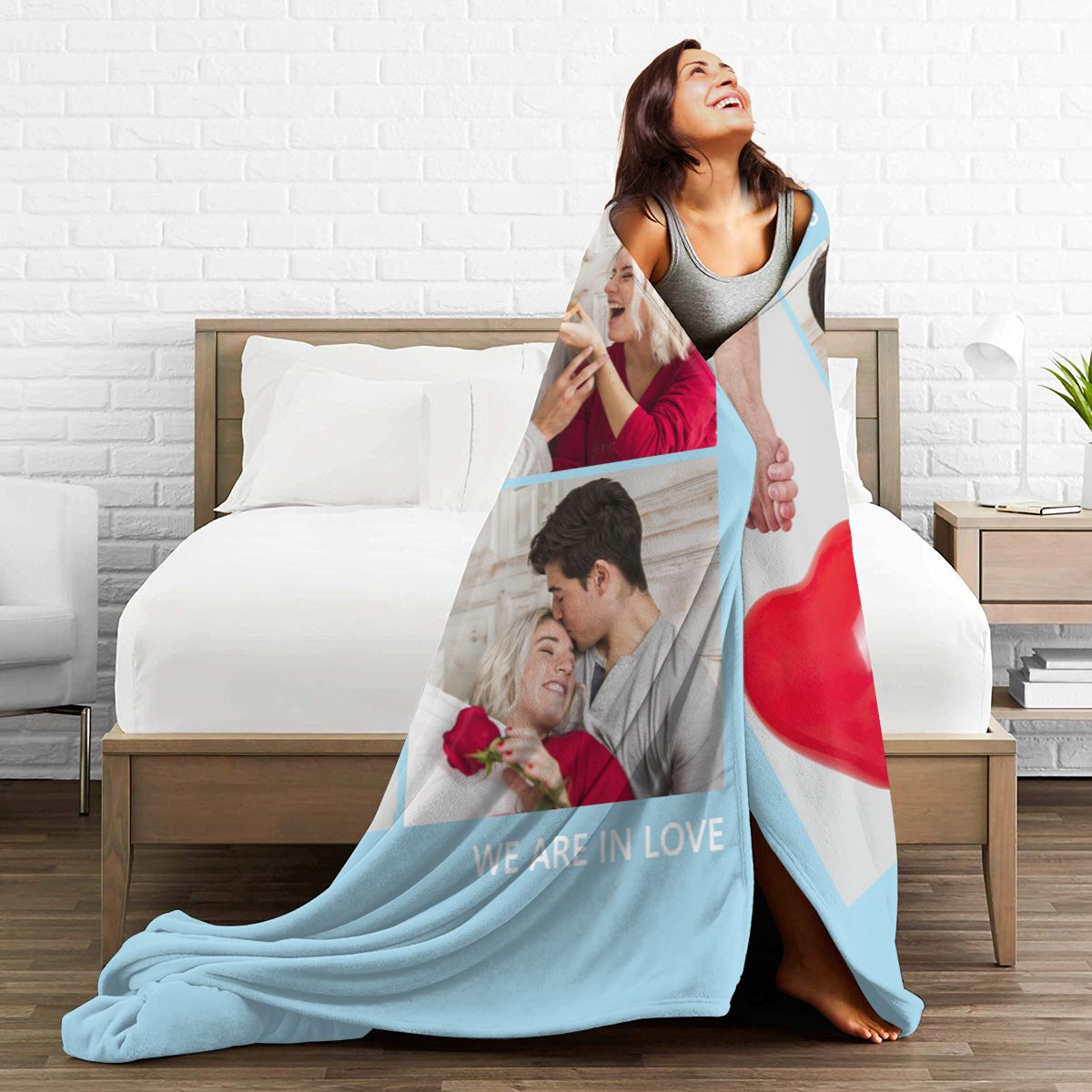 Personalized Love with 3 Photos Custom Blankets
