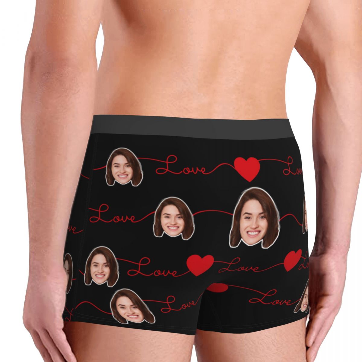 Custom Face Boxer Shorts with Heart and Love ,Valentine's Day Gifts