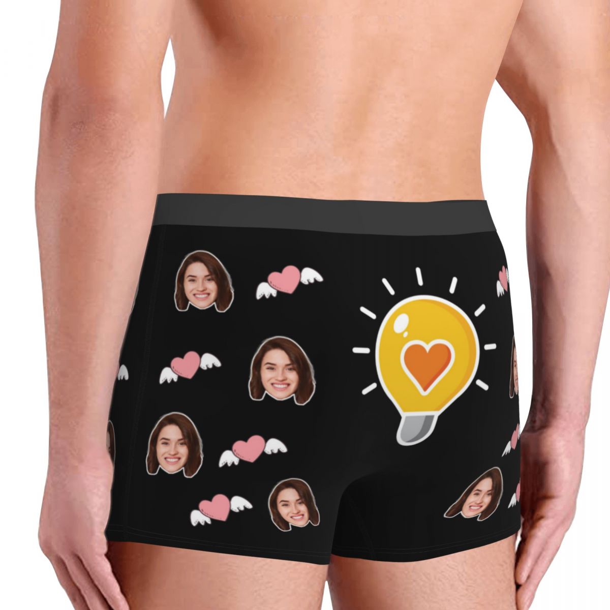 Custom Face Boxers Briefs with Light Bulb Elements