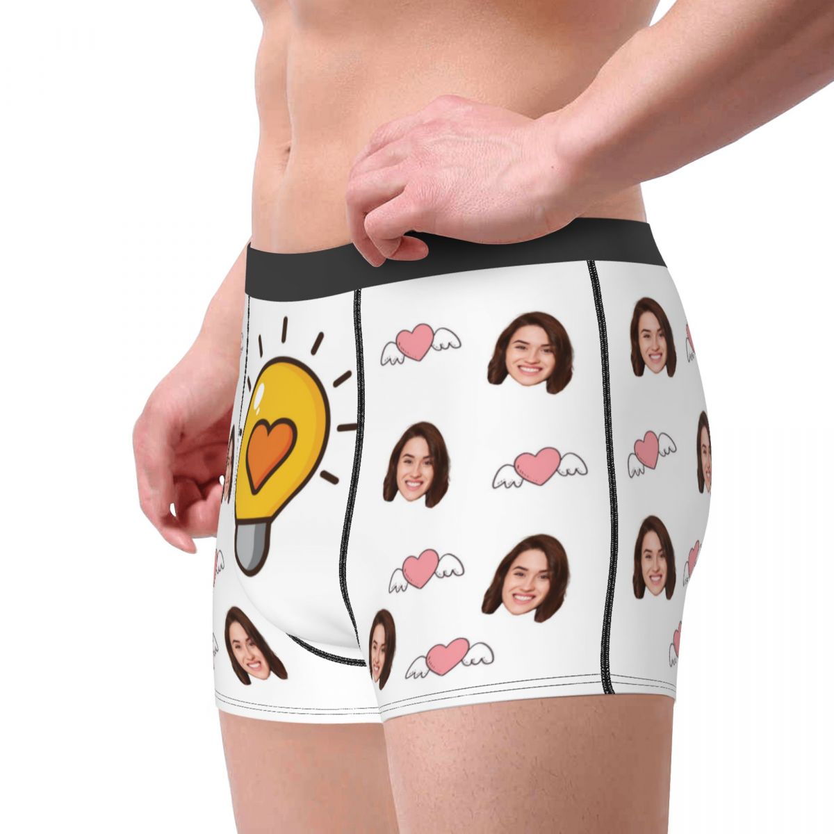 Custom Face Boxers Briefs with Light Bulb Elements
