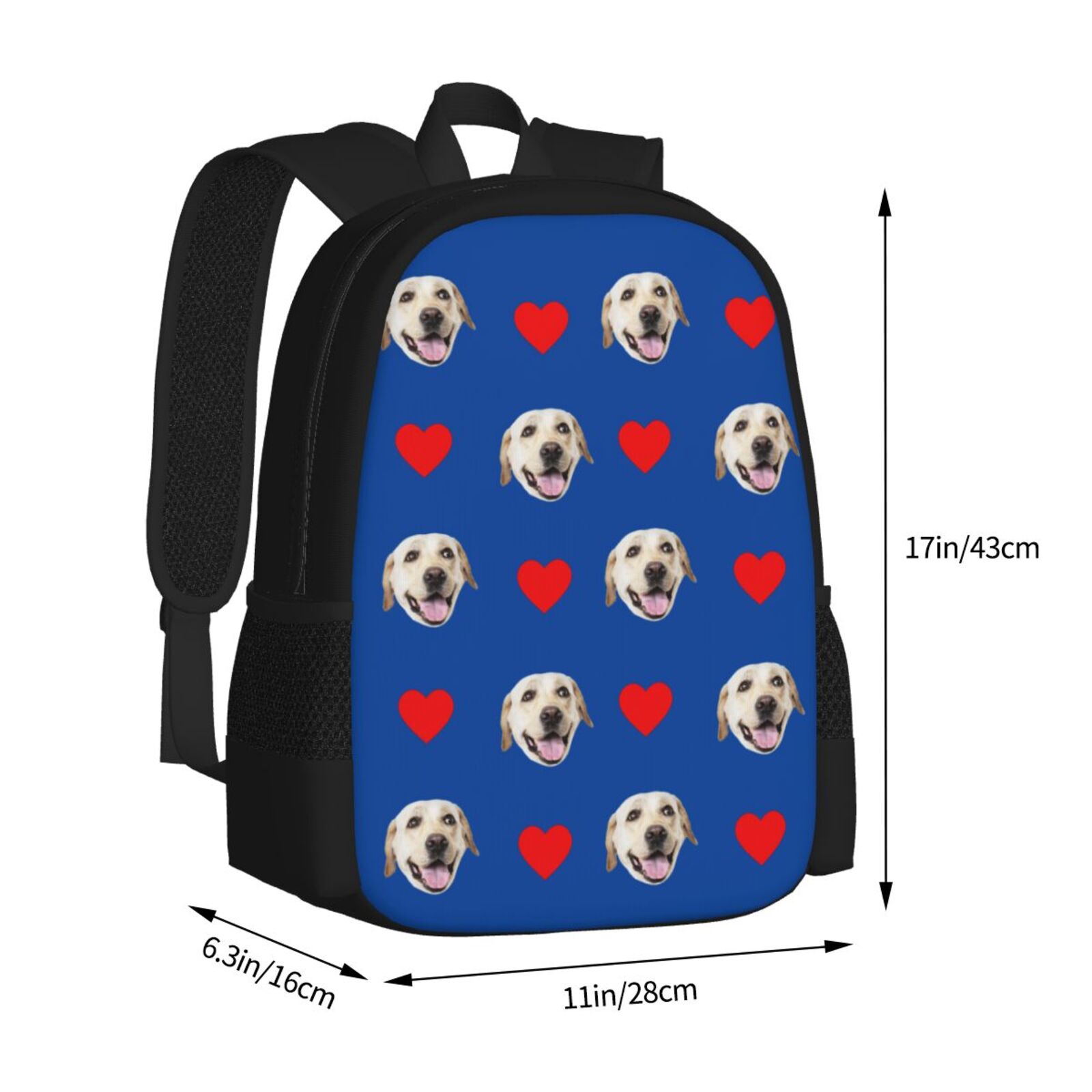Custom Dog Face Backpack With Heart