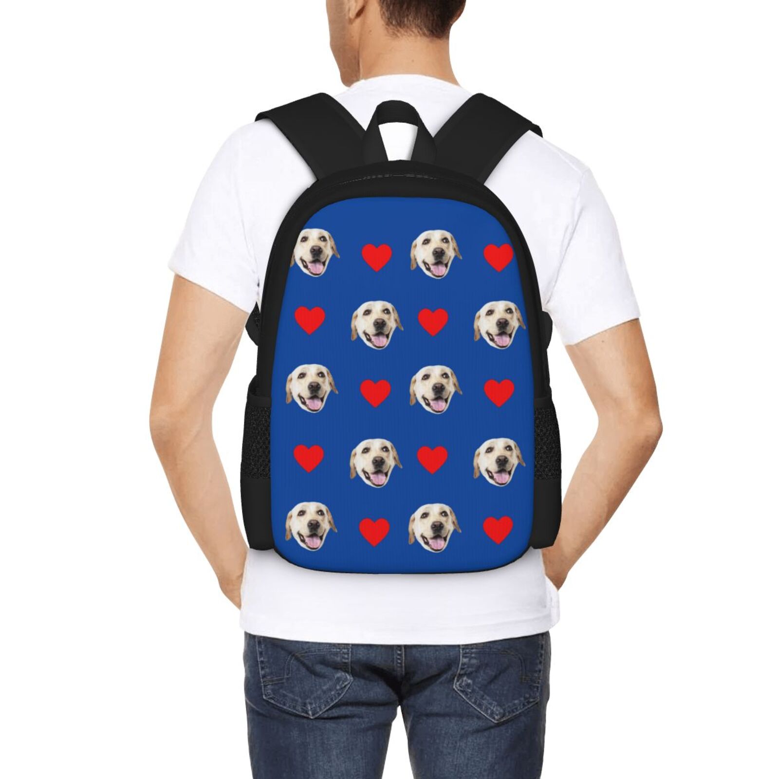 Custom Dog Face Backpack With Heart