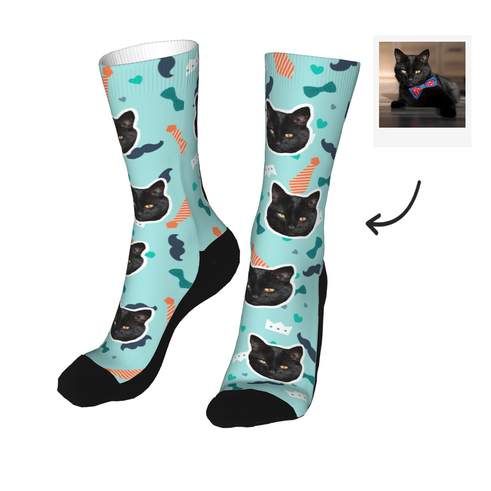 Custom Cat Face Socks For Father's Day Gift