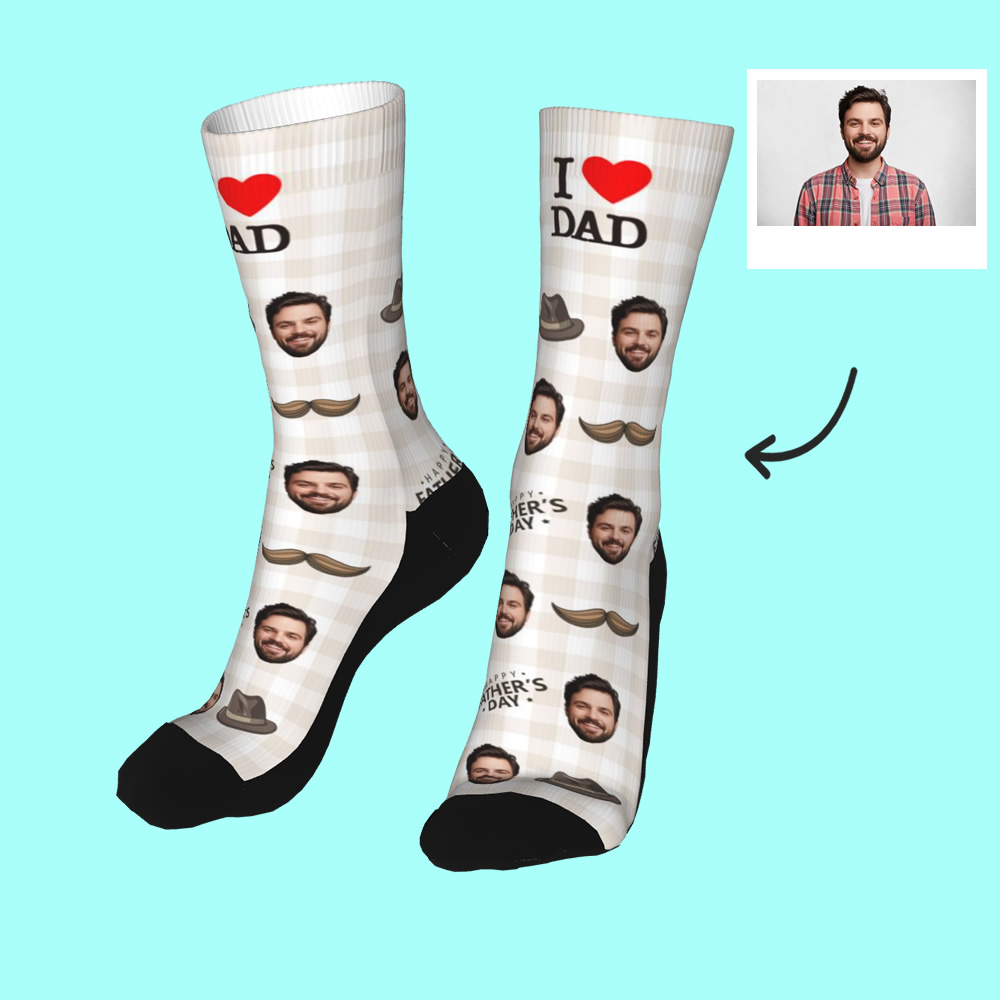 Personalized Face Socks With Hat And Moustache