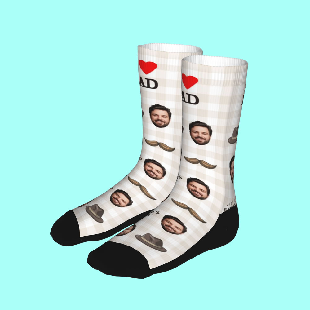 Personalized Face Socks With Hat And Moustache