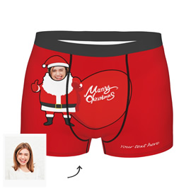 Custom Face Underwear Santa Claus Personalized Photo Boxers Christmas Gift For Men