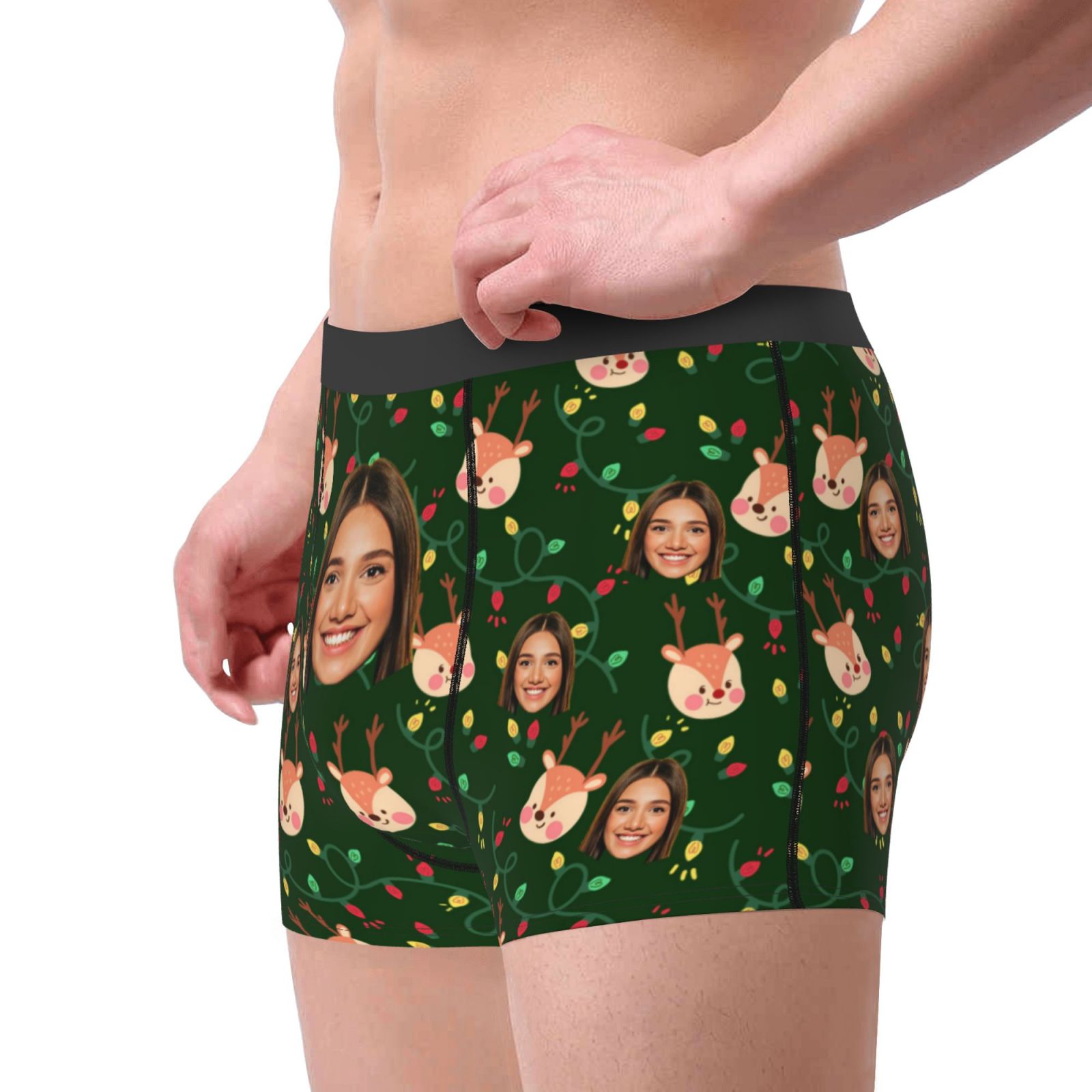 Custom Face Boxer Shorts Christmas Elk Personalized Photo Underwear Men's Christmas Gifts