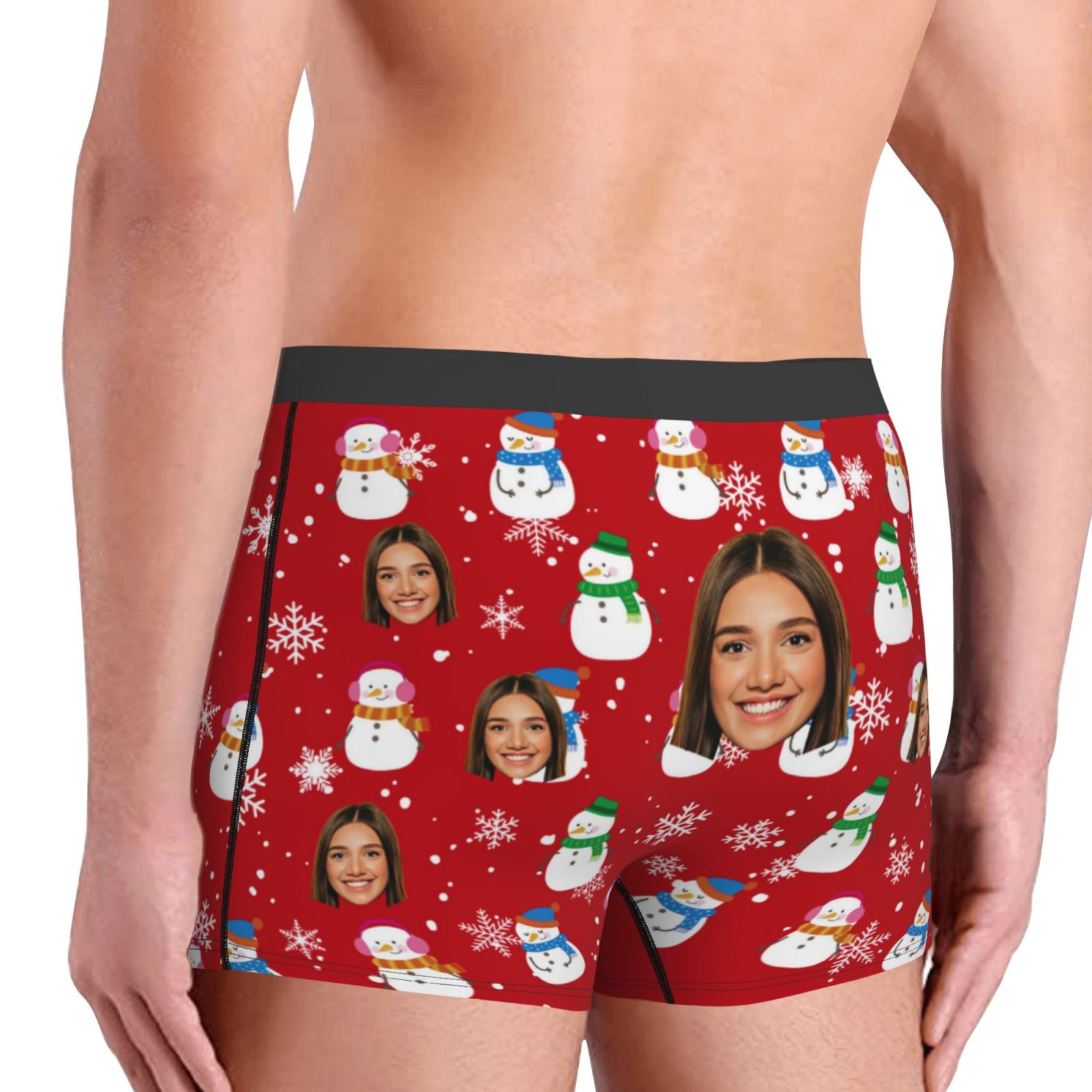 Personalized Photo Underwear Christmas Gift Custom Face Boxers Shorts Christmas Snowman