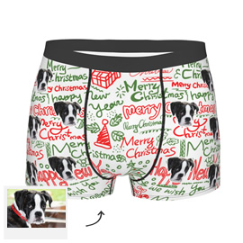 Custom Dog Christmas Boxer Briefs For Men