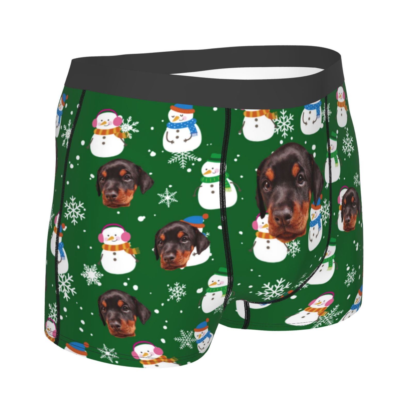 Personalized Photo Underwear Christmas Gift Custom Face Boxers Shorts Christmas Snowman