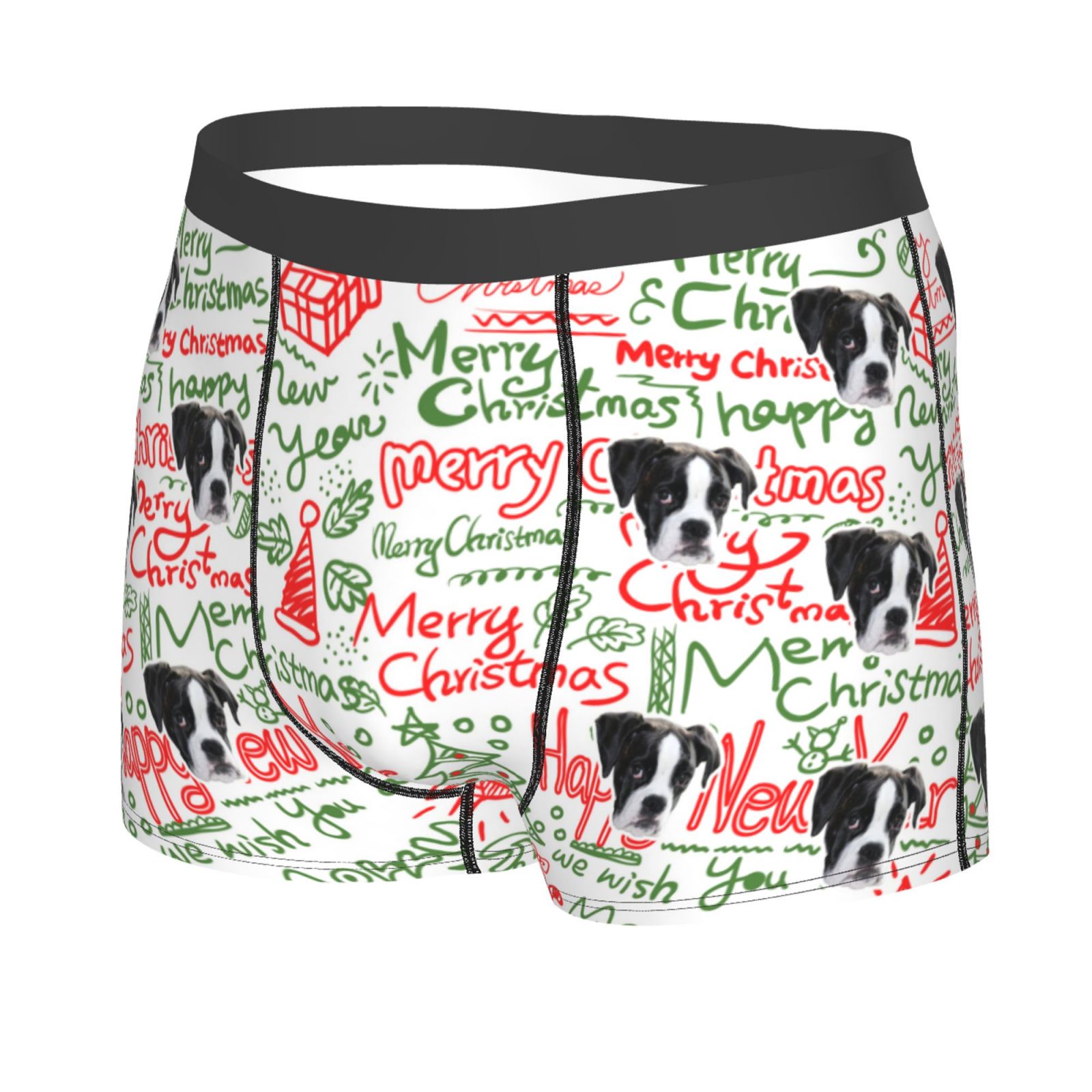 Custom Dog Christmas Boxer Briefs For Men