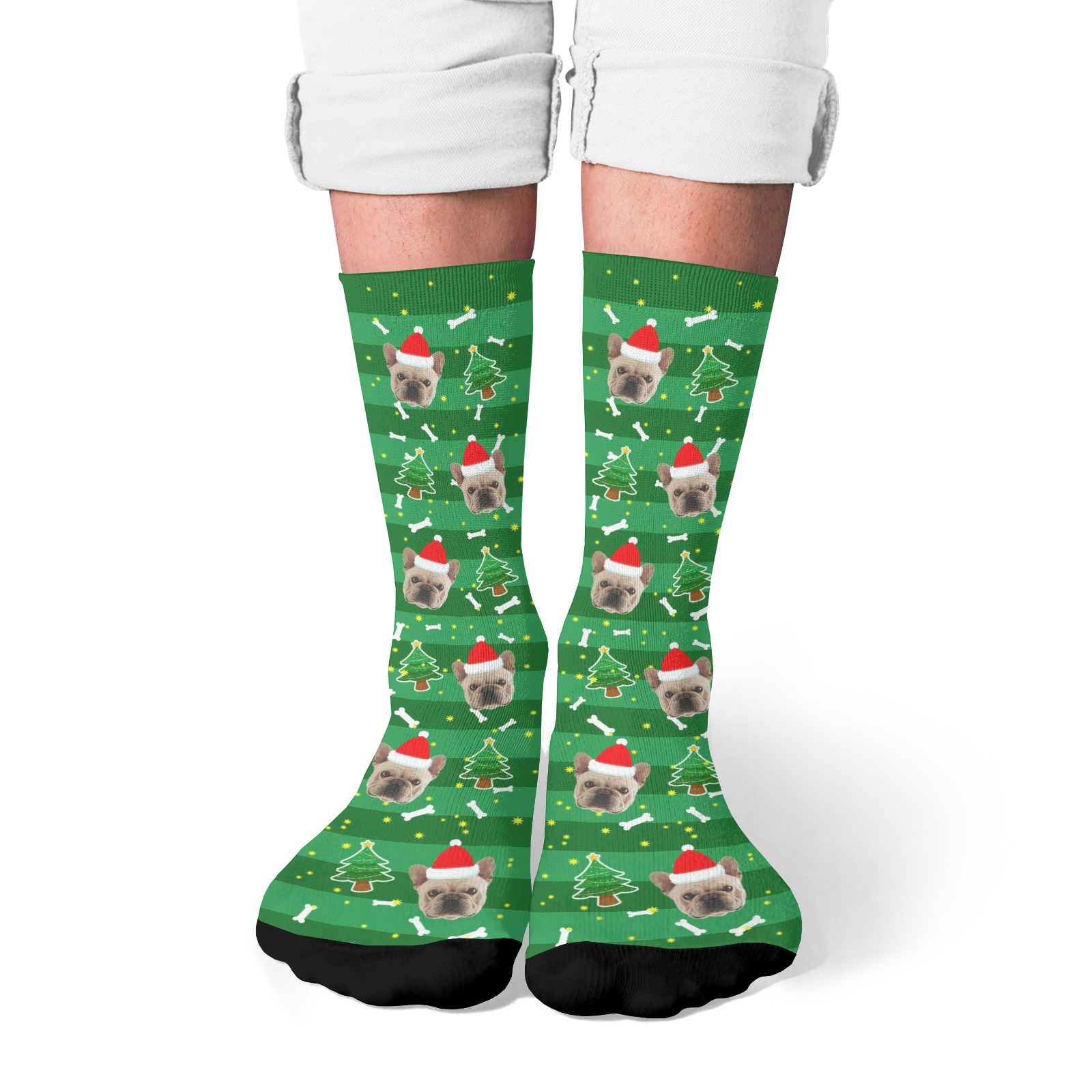 Custom Christmas Dog Face Socks