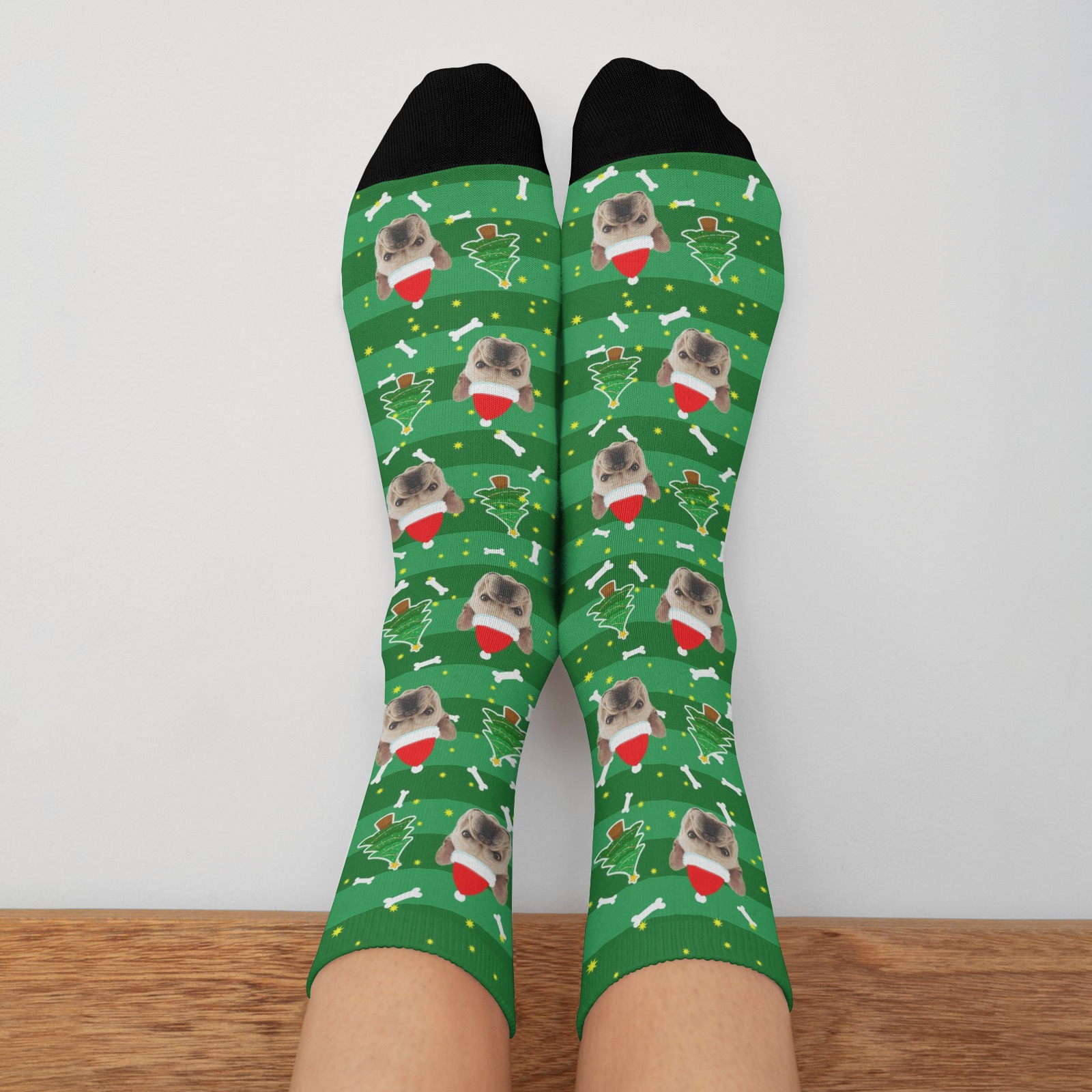 Custom Christmas Dog Face Socks