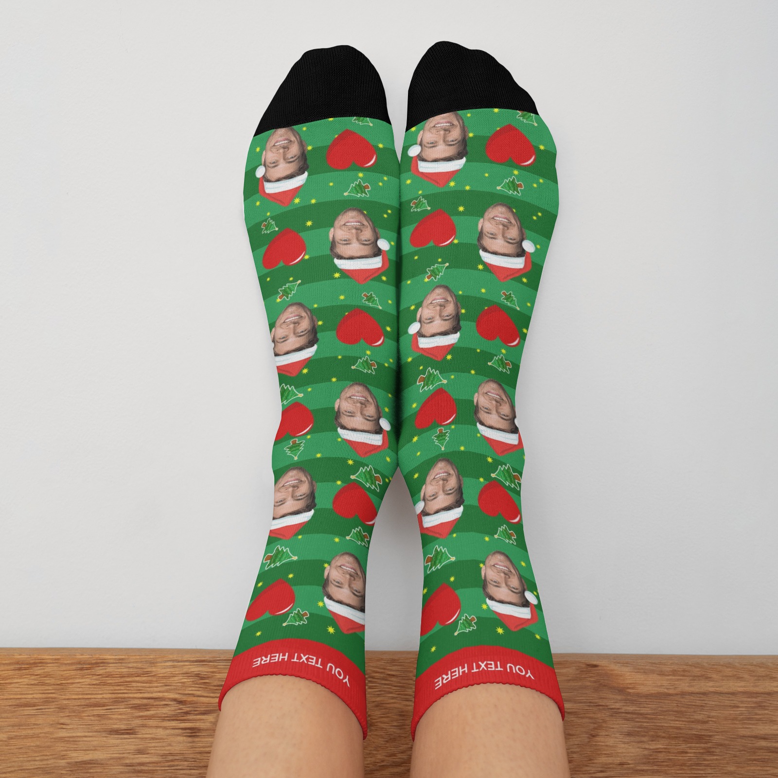 Custom Photo Socks Christmas Heart With Your Text
