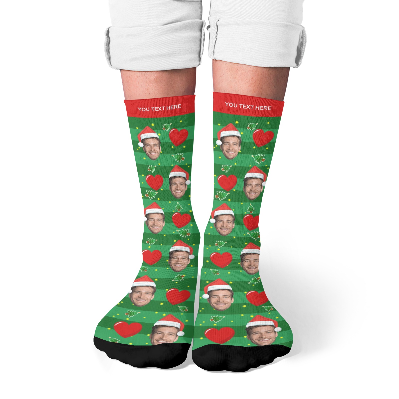 Custom Photo Socks Christmas Heart With Your Text