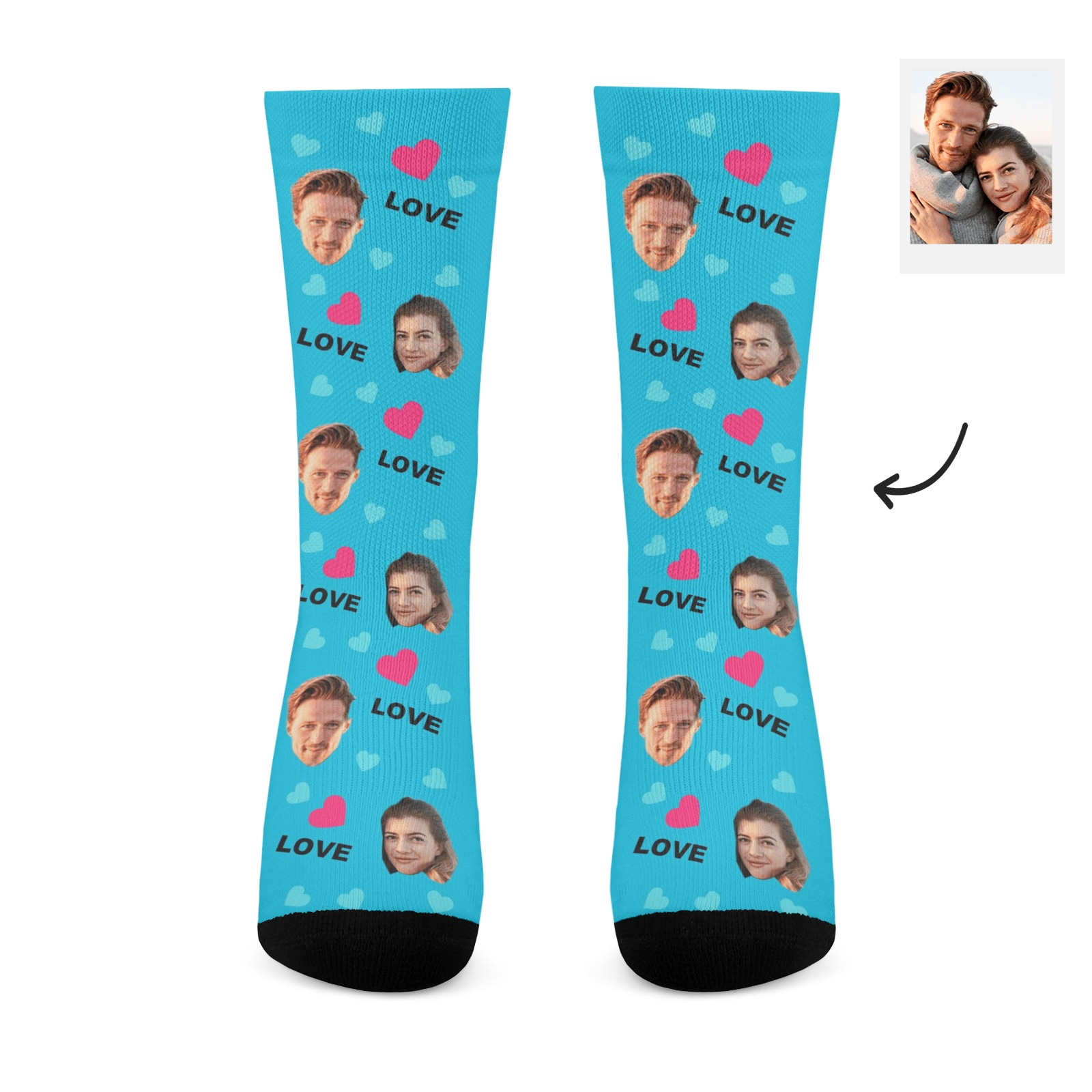 Custom Socks Heart And Love Personalized Face Socks